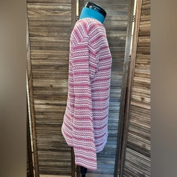 J. Jill Long Sleeve Boat Neck Red and White Embroidered Sweater - Picture 5 of 12